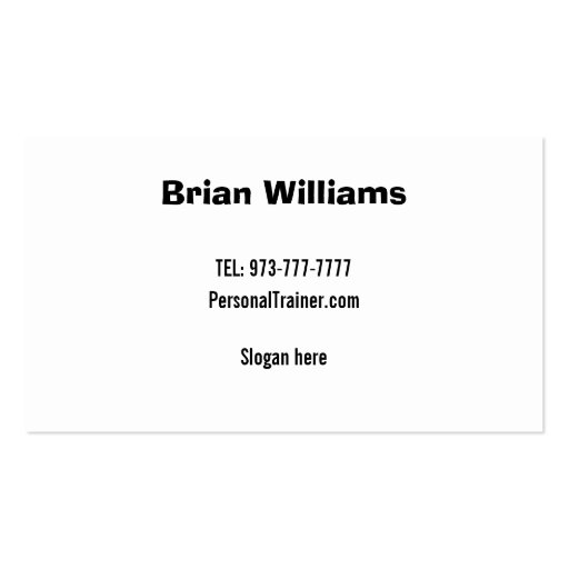 Personal Trainer Business Cards (back side)