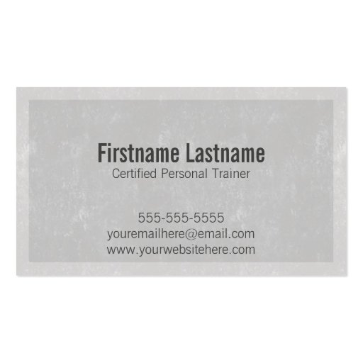 Personal Trainer Fitness Business Cards in Grey (back side)