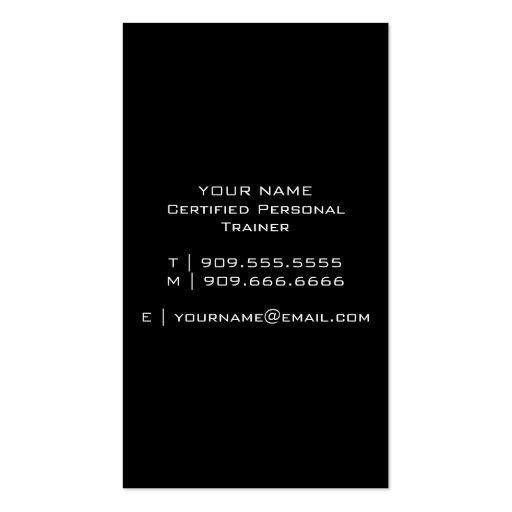 Personal Trainer or Fitness Center Business Card (back side)