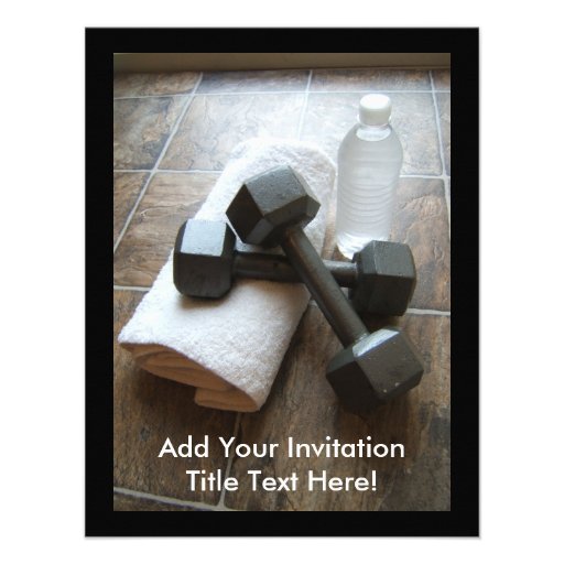 Personal Trainer or Fitness Dumbells Towel & Water Invitations
