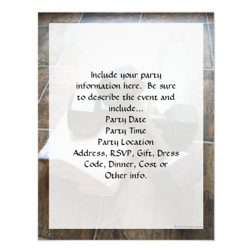 Personal Trainer or Fitness Dumbells Towel & Water Invitations