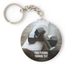 Personal Trainer or Fitness Dumbells Towel & Water Keychains