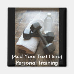 Personal Trainer or Fitness Dumbells Towel & Water magnets