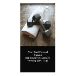 Personal Trainer or Fitness Dumbells Towel & Water photo cards