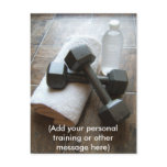 Personal Trainer or Fitness Dumbells Towel &amp; Water Post Card