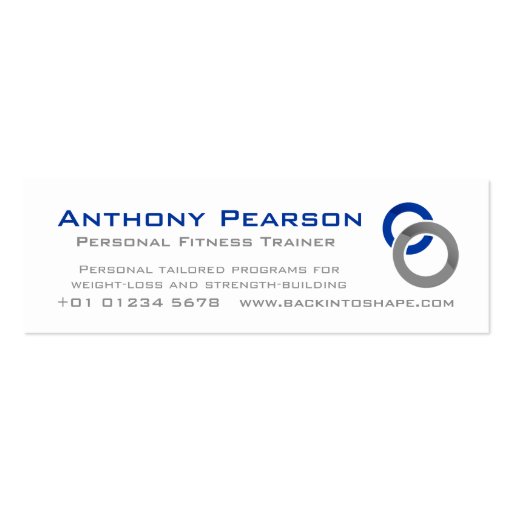 Personal Trainer skinny business promotion card Business Card (front side)