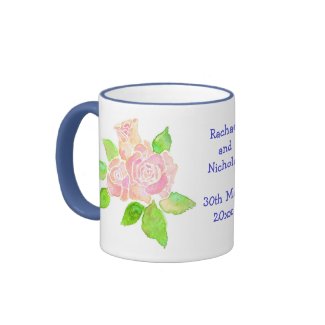 Personalisable Vintage Pink Roses Wedding Mug