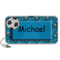 Personalised Blue Soccer Ball Doodle Speaker speakers