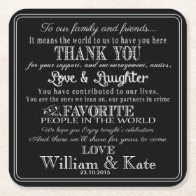 personalised Favor wedding coaster Thank you Square Paper Coaster