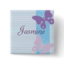 Personalised Name Badge - Butterflies Button