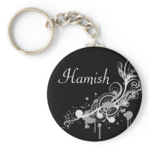 Personalised Name Keyring - Black Pattern Keychain