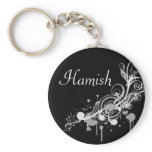 Personalised Name Keyring - Black Pattern Keychain