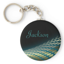 Personalised Name Keyring - Gold & Blue Halftones Keychains