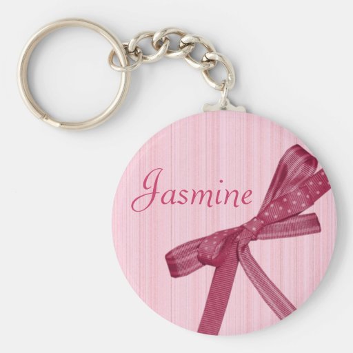Personalised Name Keyring - Pink Ribbon Keychain