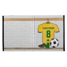 Personalised soccer jersey yellow green iPad cases