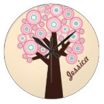 Personalised Wall Clock - Retro Tree Design
