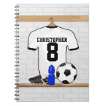 Personalised white and black football soccer Jerse Notebooks