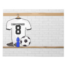 Personalised white and black football soccer Jerse Note Pads