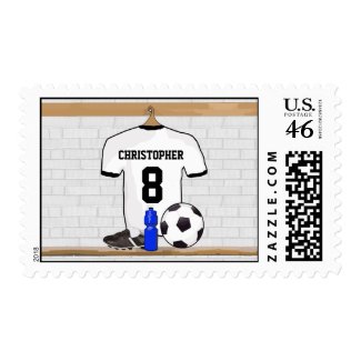 Personalised white and black football soccer Jerse Postage