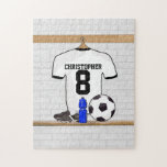Personalised white and black football soccer Jerse Puzzle