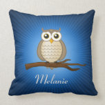 Personalizable Cute Owl Throw Pillow