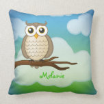 Personalizable Cute Owl Throw Pillow