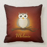 Personalizable Cute Wise Owl Throw Pillow