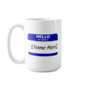 Personalizable Hello My Name Is... (Blue) mugs