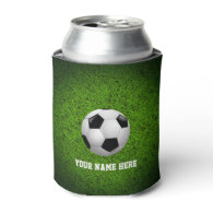 Personalizable Soccer | Football on green grass Can Cooler