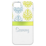 Personalizado blanco azul del damasco de la pizarr iPhone 5 Case-Mate cárcasas