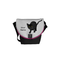 Personalize a cute Black Cat Messenger Bags