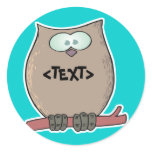 Personalize an Owl, <TEXT> Round Stickers