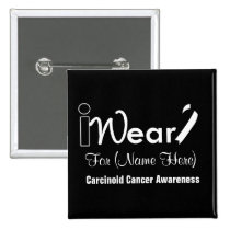 Personalize Black and White Ribbon Carcinoid Cance Button