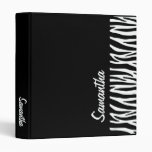 Personalize Black White Zebra 3 Ring Binder