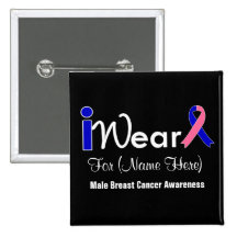 Personalize Blue Pink Ribbon Male Breast Cancer