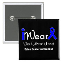 Personalize Blue Ribbon Colon Cancer Buttons