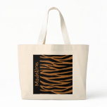 Personalize Brown Zebra Stripes Tote Bag bags