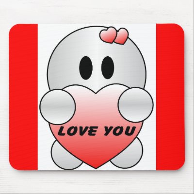 Personalize Cute LOVE YOU Character Mouse Pad by iSAYyouSAY. Cute Character iSAYyouSay, fun design and of course romantic enough for Valentine's day.