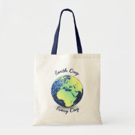 Personalize Earth Day beautiful blue sparkles Budget Tote Bag