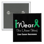Personalize Emerald Green Ribbon Liver Cancer Buttons