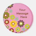 Personalize Flower Power Magnet Pink