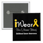Personalize gold Ribbon Childhood Cancer Button