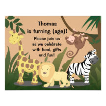 Personalize Happy Jungle Birthday Party Invitation