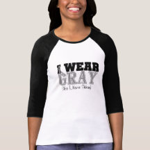 Personalize I Wear Gray Ribbon Brain Cancer T Shirt