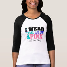 Personalize I Wear Teal Pink & Blue Thyroid Cancer Shirts