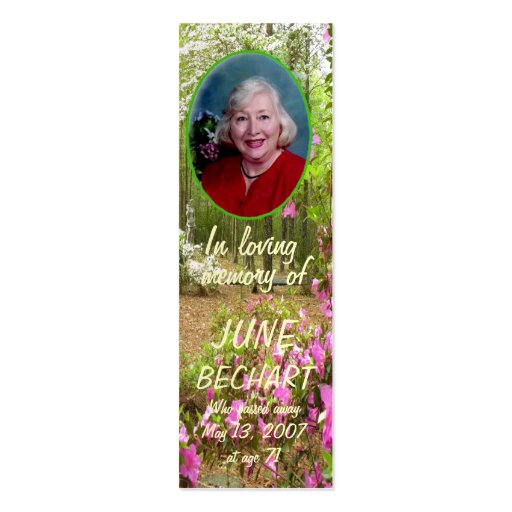 Personalize In Loving Memory Photo Bookmark Business Cards