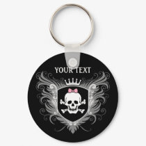 Personalize Lady Skull Crest [dark] keychains
