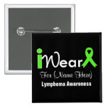 Personalize Lime Green Ribbon Lymphoma Pinback Buttons