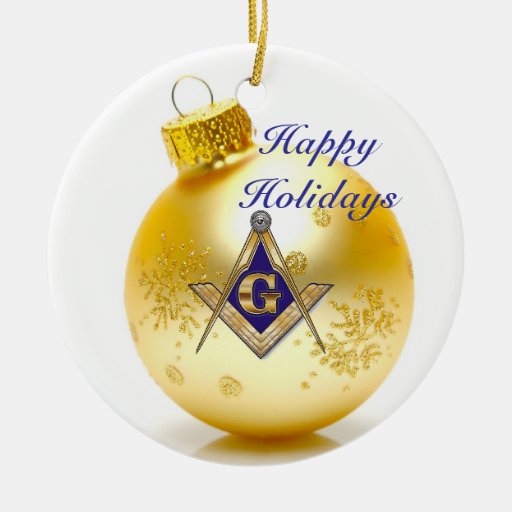 Personalize Masonic Emblem DoubleSided Ceramic Round Christmas