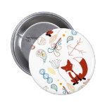 Personalize Modern Fox  Woodland Pattern buttons